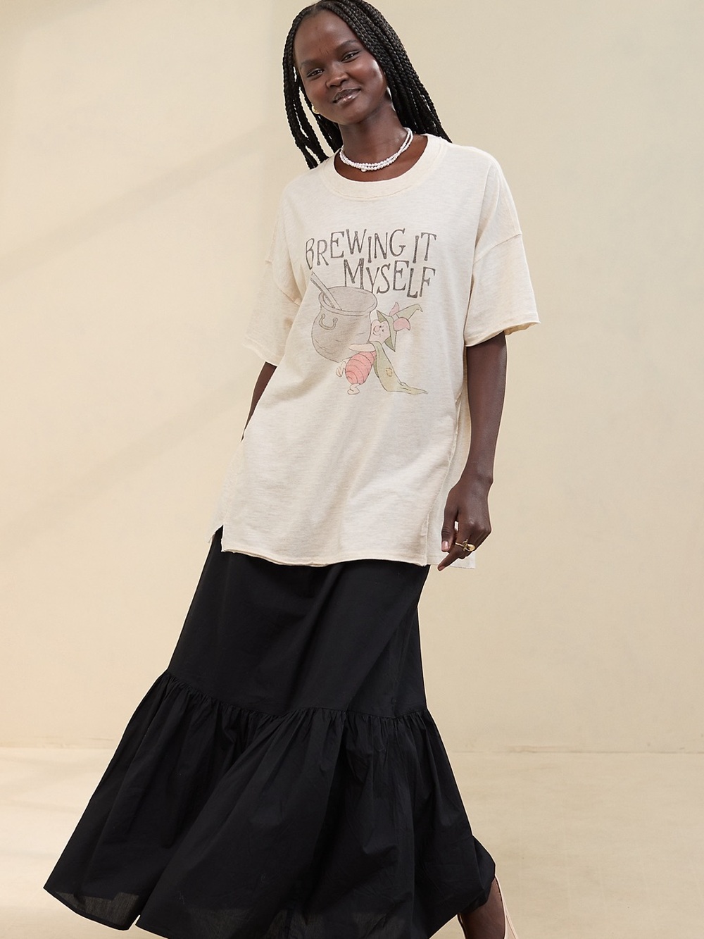 NWT Aerie Halloween Light Cream 'Brewing It Myself' Graphic Tee